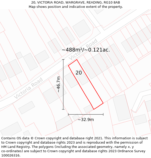 20, VICTORIA ROAD, WARGRAVE, READING, RG10 8AB: Plot and title map