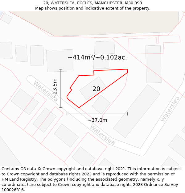 20, WATERSLEA, ECCLES, MANCHESTER, M30 0SR: Plot and title map