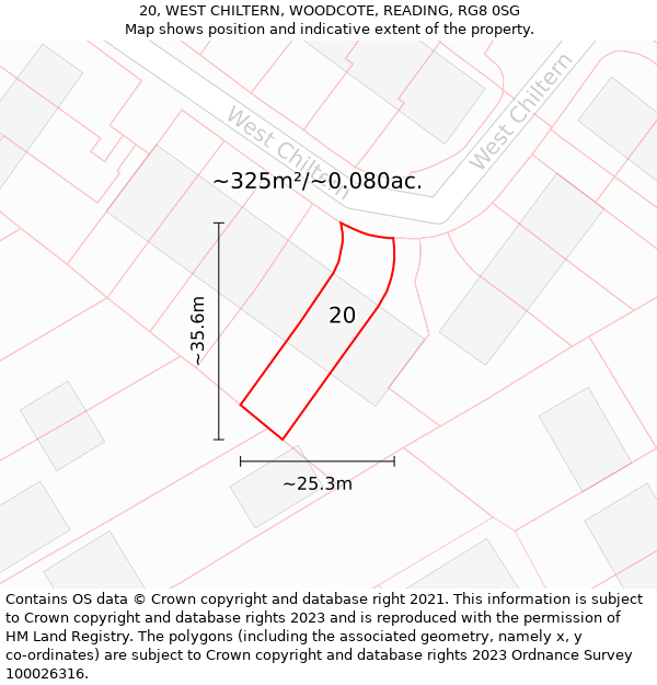 20, WEST CHILTERN, WOODCOTE, READING, RG8 0SG: Plot and title map