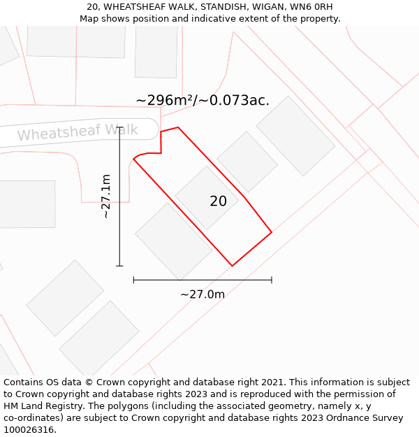 20, WHEATSHEAF WALK, STANDISH, WIGAN, WN6 0RH: Plot and title map