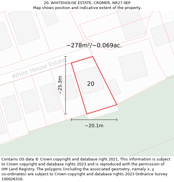 20, WHITEHOUSE ESTATE, CROMER, NR27 0EP: Plot and title map