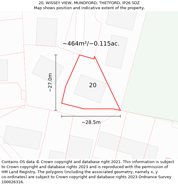 20, WISSEY VIEW, MUNDFORD, THETFORD, IP26 5DZ: Plot and title map