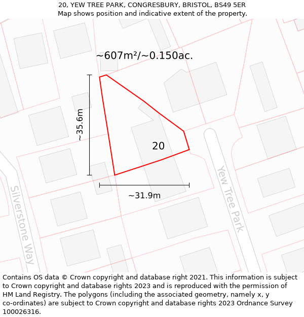 20, YEW TREE PARK, CONGRESBURY, BRISTOL, BS49 5ER: Plot and title map