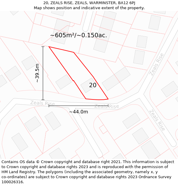 20, ZEALS RISE, ZEALS, WARMINSTER, BA12 6PJ: Plot and title map