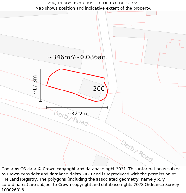 200, DERBY ROAD, RISLEY, DERBY, DE72 3SS: Plot and title map