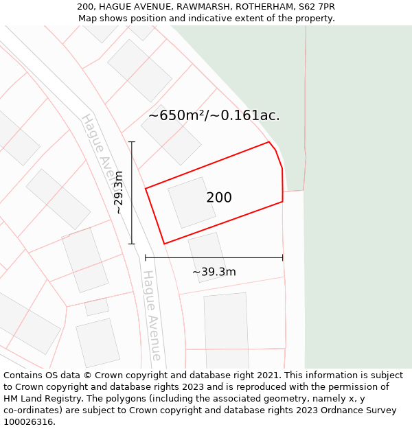 200, HAGUE AVENUE, RAWMARSH, ROTHERHAM, S62 7PR: Plot and title map