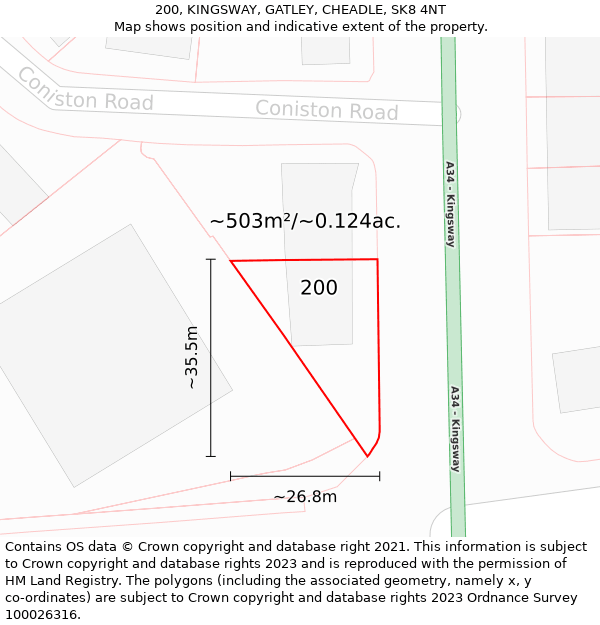 200, KINGSWAY, GATLEY, CHEADLE, SK8 4NT: Plot and title map