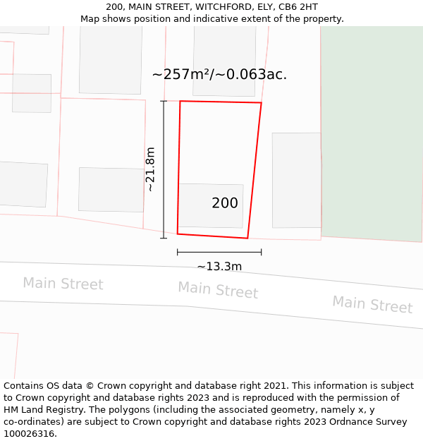 200, MAIN STREET, WITCHFORD, ELY, CB6 2HT: Plot and title map