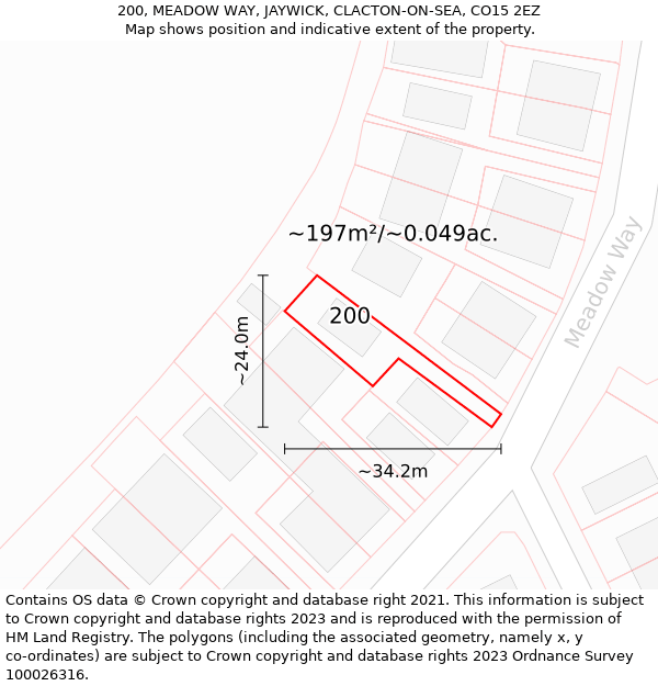 200, MEADOW WAY, JAYWICK, CLACTON-ON-SEA, CO15 2EZ: Plot and title map