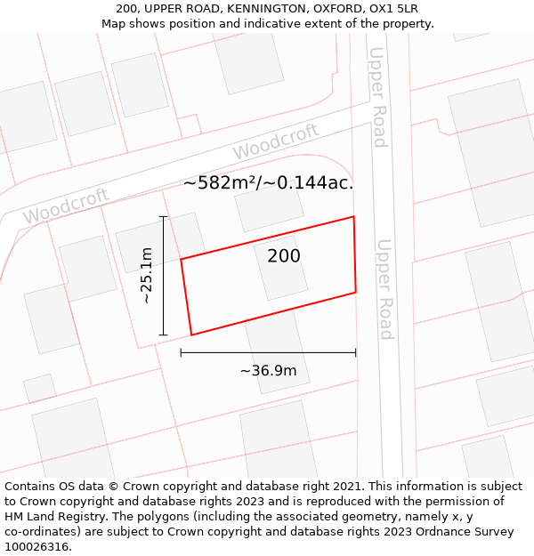 200, UPPER ROAD, KENNINGTON, OXFORD, OX1 5LR: Plot and title map