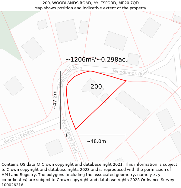 200, WOODLANDS ROAD, AYLESFORD, ME20 7QD: Plot and title map