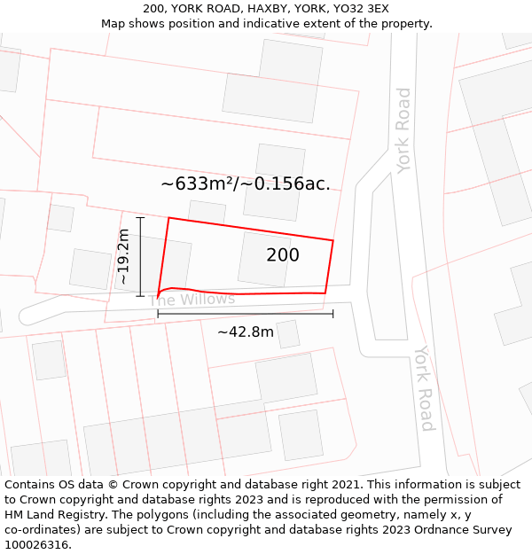 200, YORK ROAD, HAXBY, YORK, YO32 3EX: Plot and title map