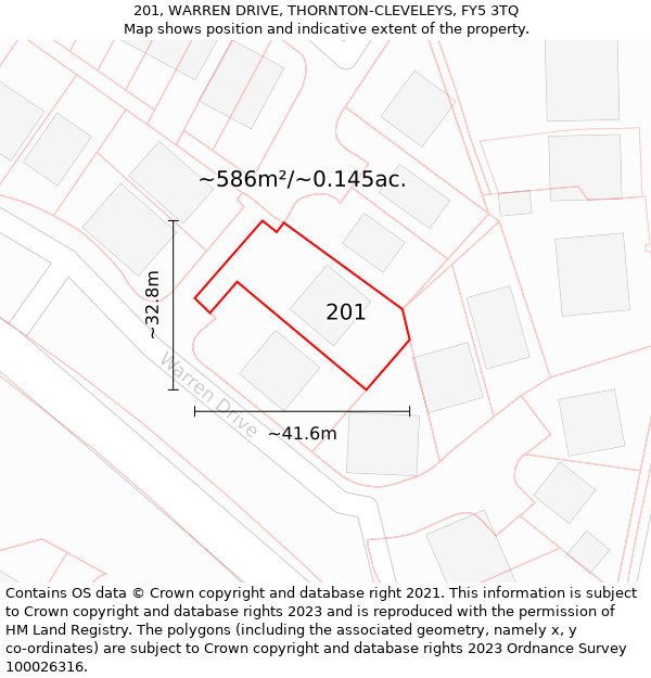 201, WARREN DRIVE, THORNTON-CLEVELEYS, FY5 3TQ: Plot and title map