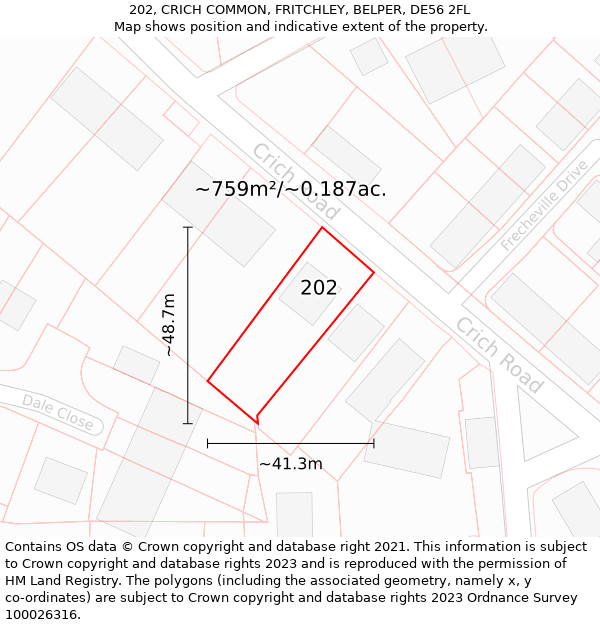 202, CRICH COMMON, FRITCHLEY, BELPER, DE56 2FL: Plot and title map