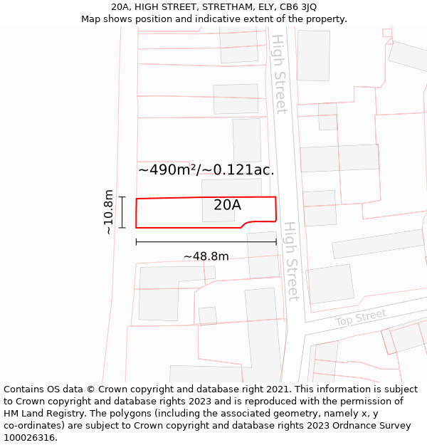 20A, HIGH STREET, STRETHAM, ELY, CB6 3JQ: Plot and title map