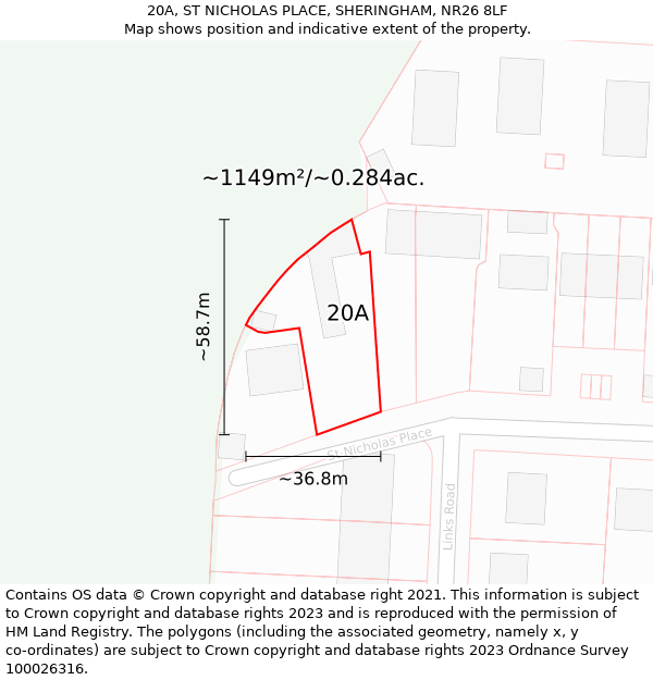 20A, ST NICHOLAS PLACE, SHERINGHAM, NR26 8LF: Plot and title map
