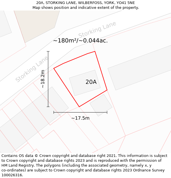 20A, STORKING LANE, WILBERFOSS, YORK, YO41 5NE: Plot and title map