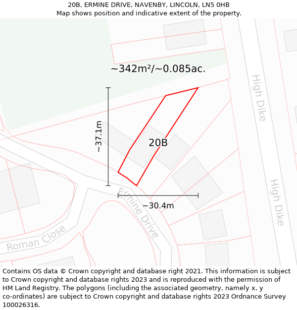 20B, ERMINE DRIVE, NAVENBY, LINCOLN, LN5 0HB: Plot and title map