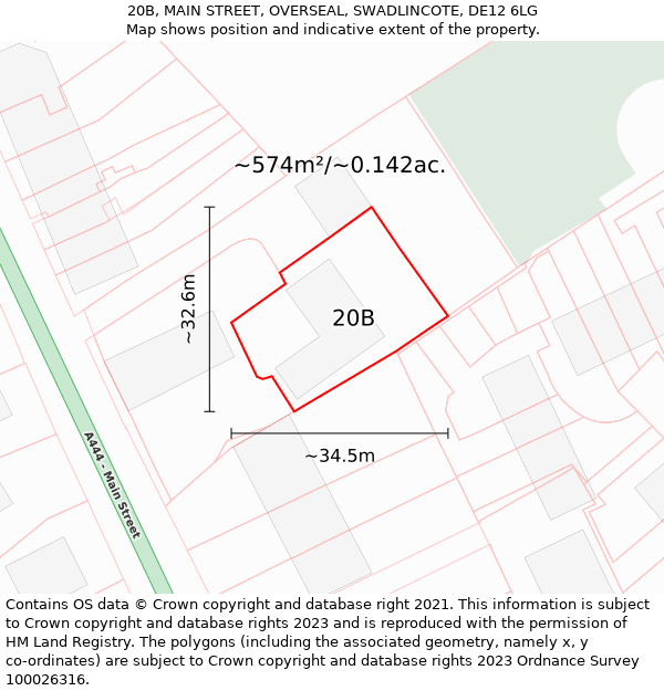 20B, MAIN STREET, OVERSEAL, SWADLINCOTE, DE12 6LG: Plot and title map