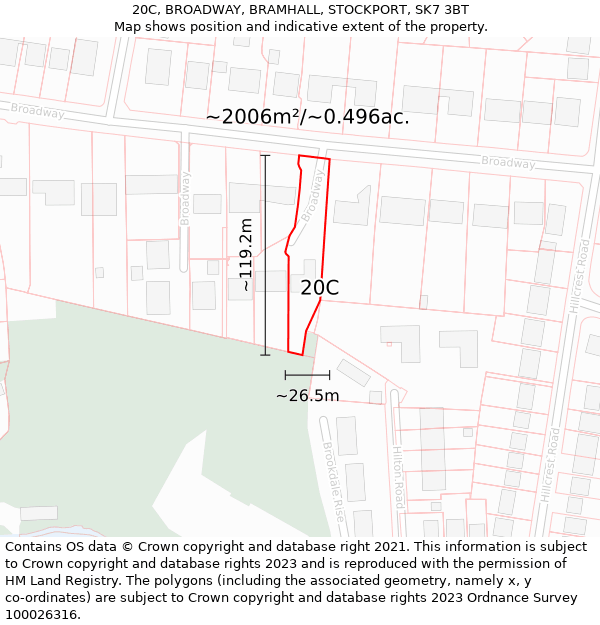 20C, BROADWAY, BRAMHALL, STOCKPORT, SK7 3BT: Plot and title map