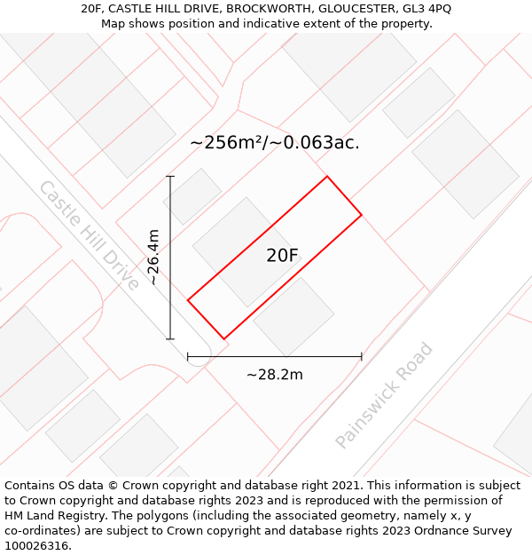 20F, CASTLE HILL DRIVE, BROCKWORTH, GLOUCESTER, GL3 4PQ: Plot and title map