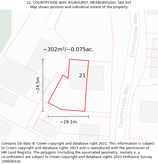 21, COUNTRYSIDE WAY, KILNHURST, MEXBOROUGH, S64 5ST: Plot and title map