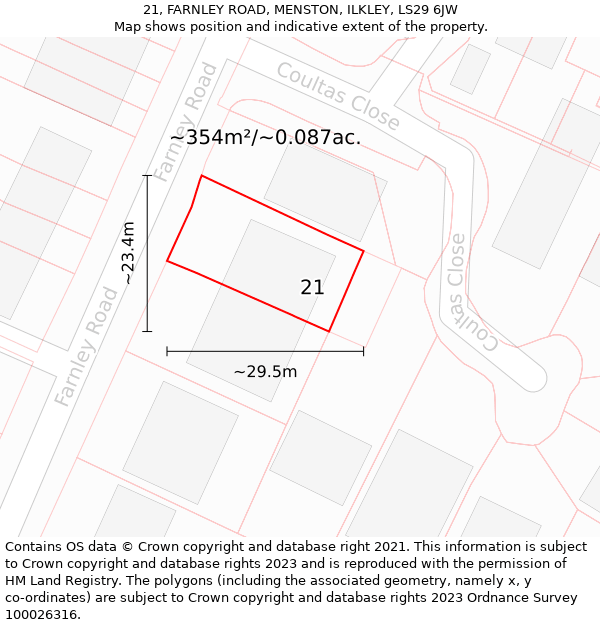 21, FARNLEY ROAD, MENSTON, ILKLEY, LS29 6JW: Plot and title map