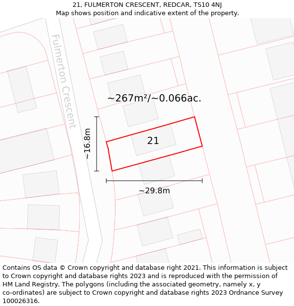 21, FULMERTON CRESCENT, REDCAR, TS10 4NJ: Plot and title map