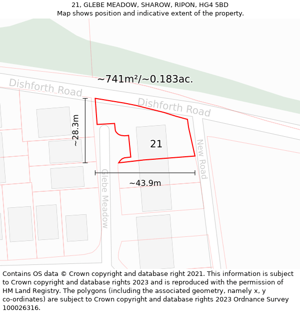 21, GLEBE MEADOW, SHAROW, RIPON, HG4 5BD: Plot and title map