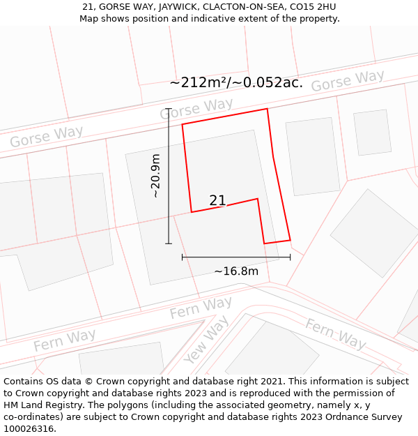 21, GORSE WAY, JAYWICK, CLACTON-ON-SEA, CO15 2HU: Plot and title map