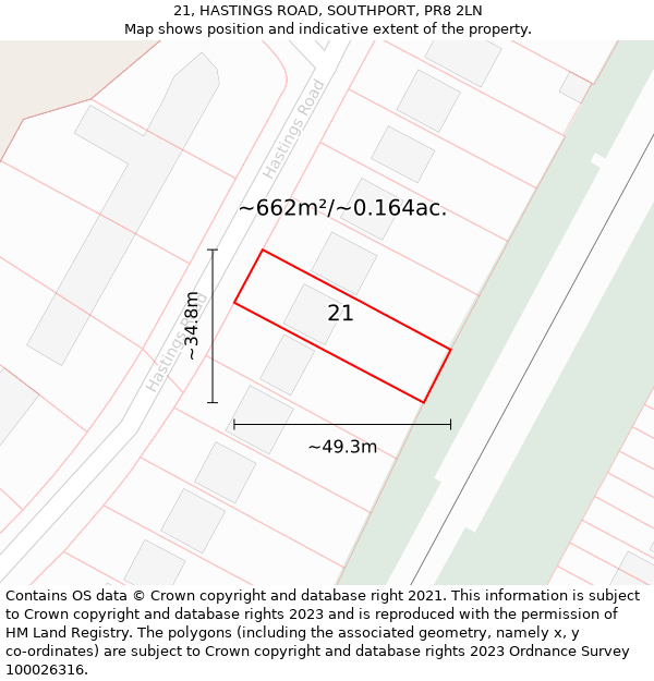 21, HASTINGS ROAD, SOUTHPORT, PR8 2LN: Plot and title map