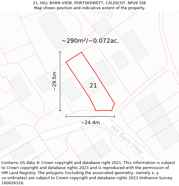 21, HILL BARN VIEW, PORTSKEWETT, CALDICOT, NP26 5SE: Plot and title map