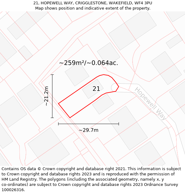 21, HOPEWELL WAY, CRIGGLESTONE, WAKEFIELD, WF4 3PU: Plot and title map
