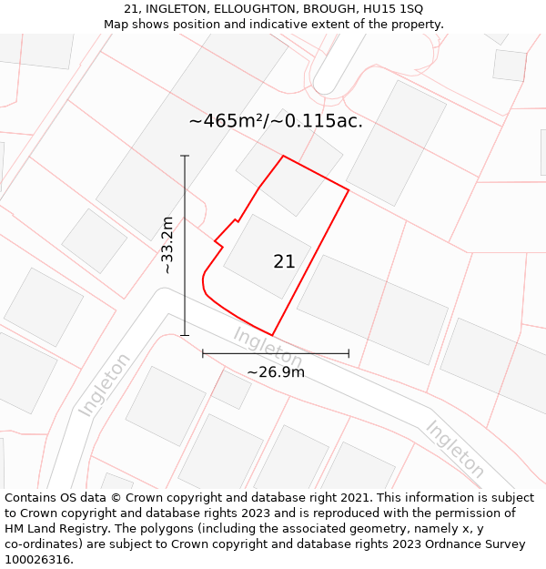 21, INGLETON, ELLOUGHTON, BROUGH, HU15 1SQ: Plot and title map