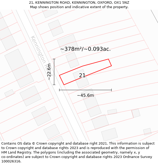 21, KENNINGTON ROAD, KENNINGTON, OXFORD, OX1 5NZ: Plot and title map