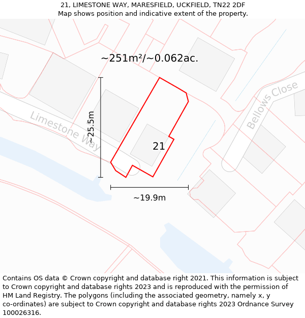 21, LIMESTONE WAY, MARESFIELD, UCKFIELD, TN22 2DF: Plot and title map