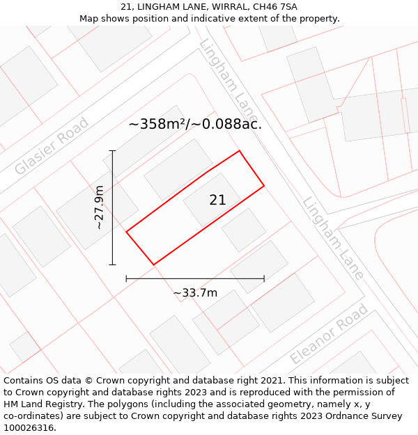 21, LINGHAM LANE, WIRRAL, CH46 7SA: Plot and title map