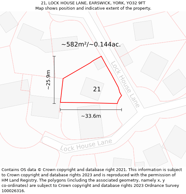 21, LOCK HOUSE LANE, EARSWICK, YORK, YO32 9FT: Plot and title map