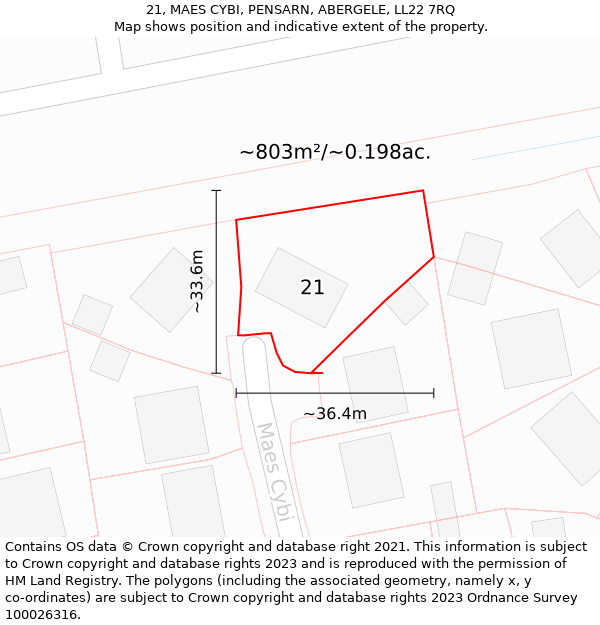 21, MAES CYBI, PENSARN, ABERGELE, LL22 7RQ: Plot and title map