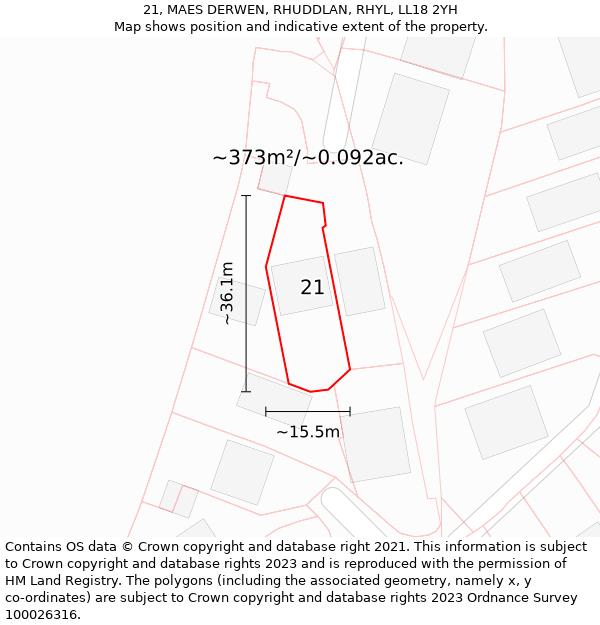 21, MAES DERWEN, RHUDDLAN, RHYL, LL18 2YH: Plot and title map