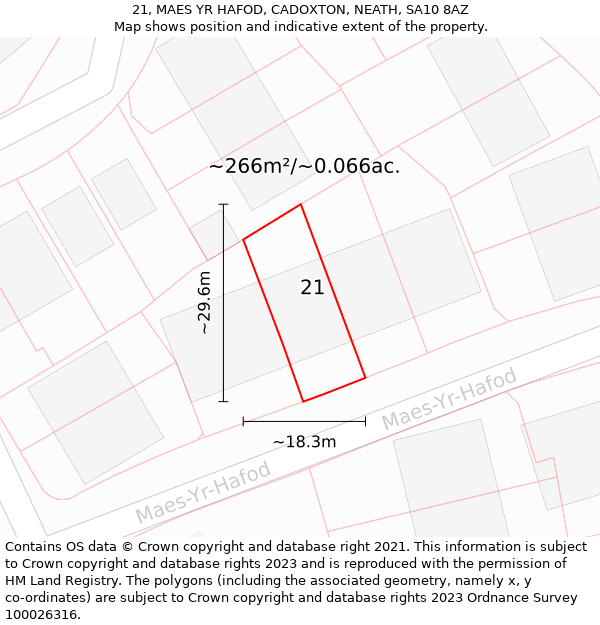 21, MAES YR HAFOD, CADOXTON, NEATH, SA10 8AZ: Plot and title map