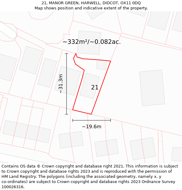 21, MANOR GREEN, HARWELL, DIDCOT, OX11 0DQ: Plot and title map