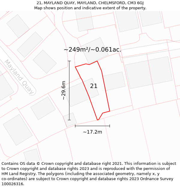 21, MAYLAND QUAY, MAYLAND, CHELMSFORD, CM3 6GJ: Plot and title map