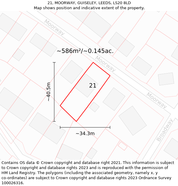 21, MOORWAY, GUISELEY, LEEDS, LS20 8LD: Plot and title map