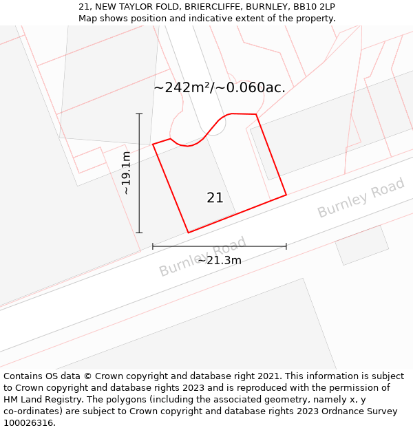 21, NEW TAYLOR FOLD, BRIERCLIFFE, BURNLEY, BB10 2LP: Plot and title map