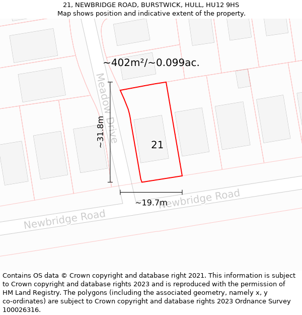 21, NEWBRIDGE ROAD, BURSTWICK, HULL, HU12 9HS: Plot and title map