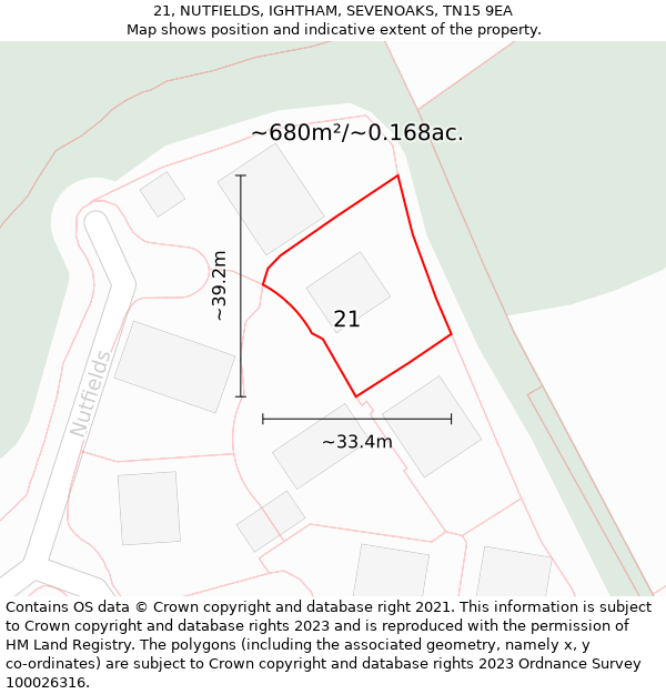 21, NUTFIELDS, IGHTHAM, SEVENOAKS, TN15 9EA: Plot and title map