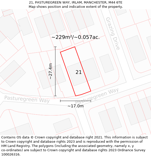 21, PASTUREGREEN WAY, IRLAM, MANCHESTER, M44 6TE: Plot and title map