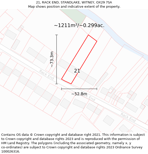 21, RACK END, STANDLAKE, WITNEY, OX29 7SA: Plot and title map