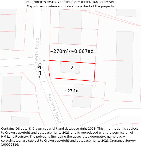 21, ROBERTS ROAD, PRESTBURY, CHELTENHAM, GL52 5DH: Plot and title map